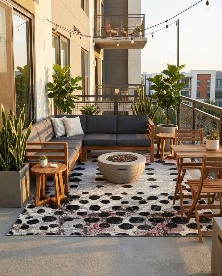 7' 10 x 10' Easy-Clean Modern Indoor / Outdoor Rug