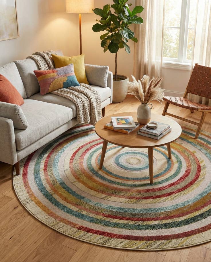 Detail image of 7' 10 x 7' 10 Easy-Clean Casablanca Indoor / Outdoor Round Rug