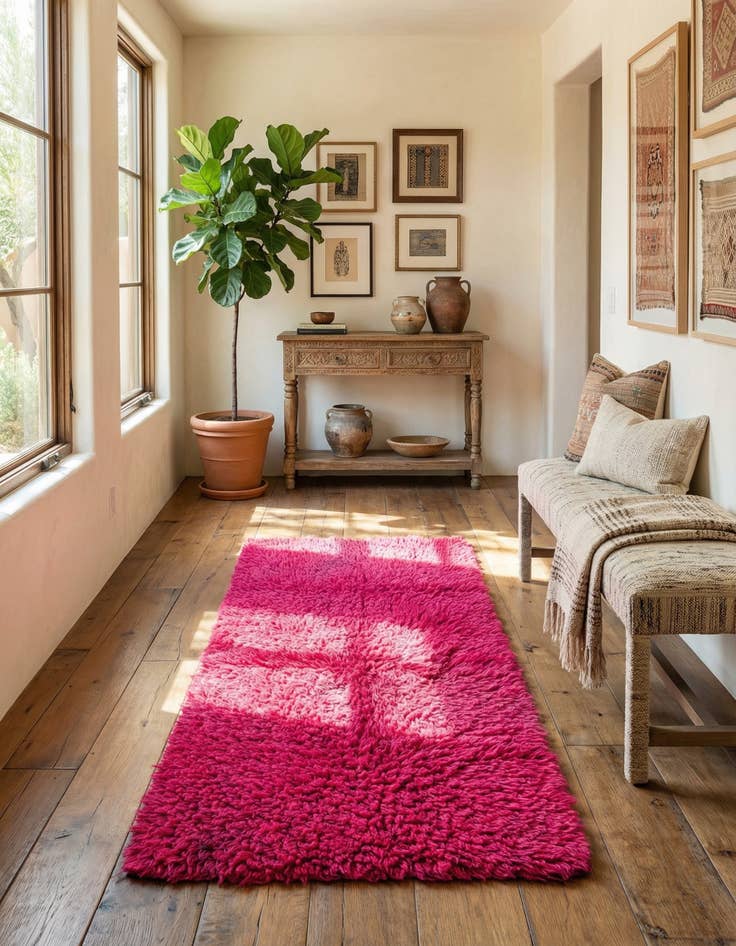 Detail image of 3' 1 x 6'  Hand Knotted Moroccan Wool Runner Rug