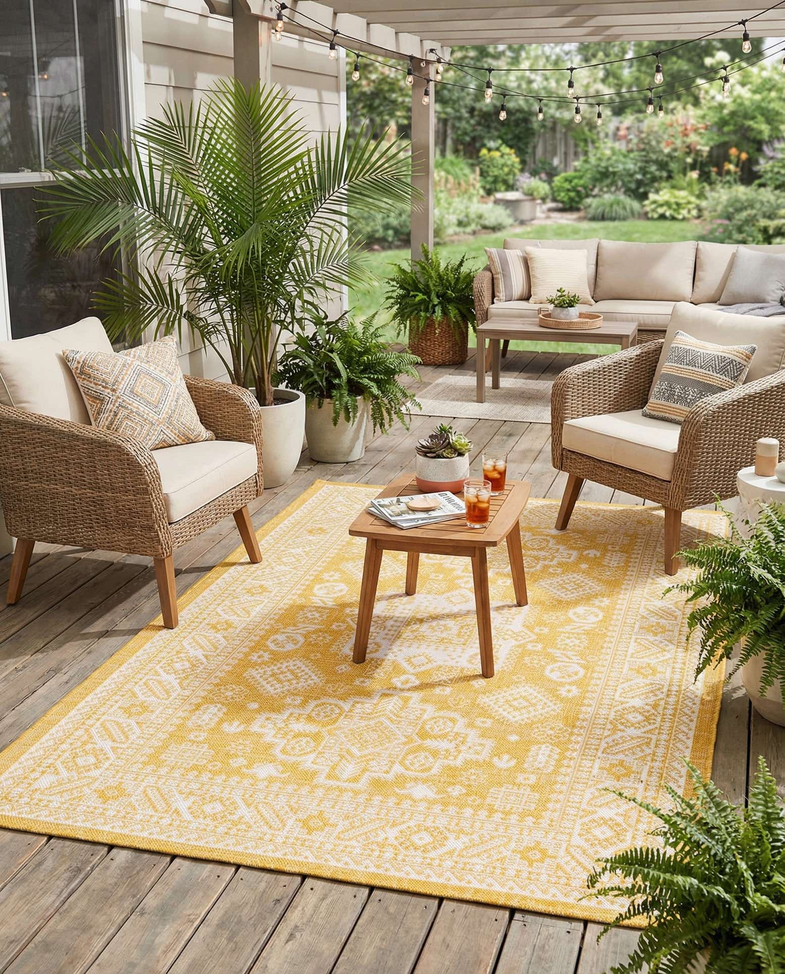 5' 3 x 8' Easy-Clean Aztec Indoor / Outdoor Rug