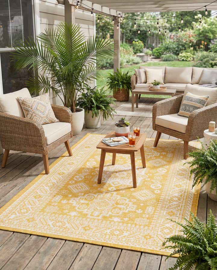 5' 3 x 8' Easy-Clean Aztec Indoor / Outdoor Rug