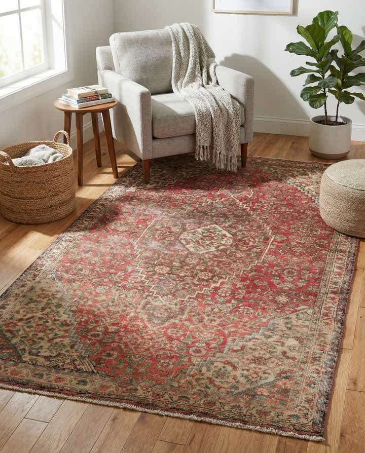 3' 5 x 6' 4 Hand Knotted Ultra Vintage Persian Wool Rug