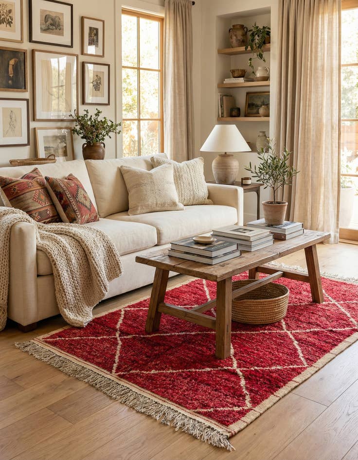 Detail image of 4' 1 x 6' 7  Hand Knotted Moroccan Wool Rug