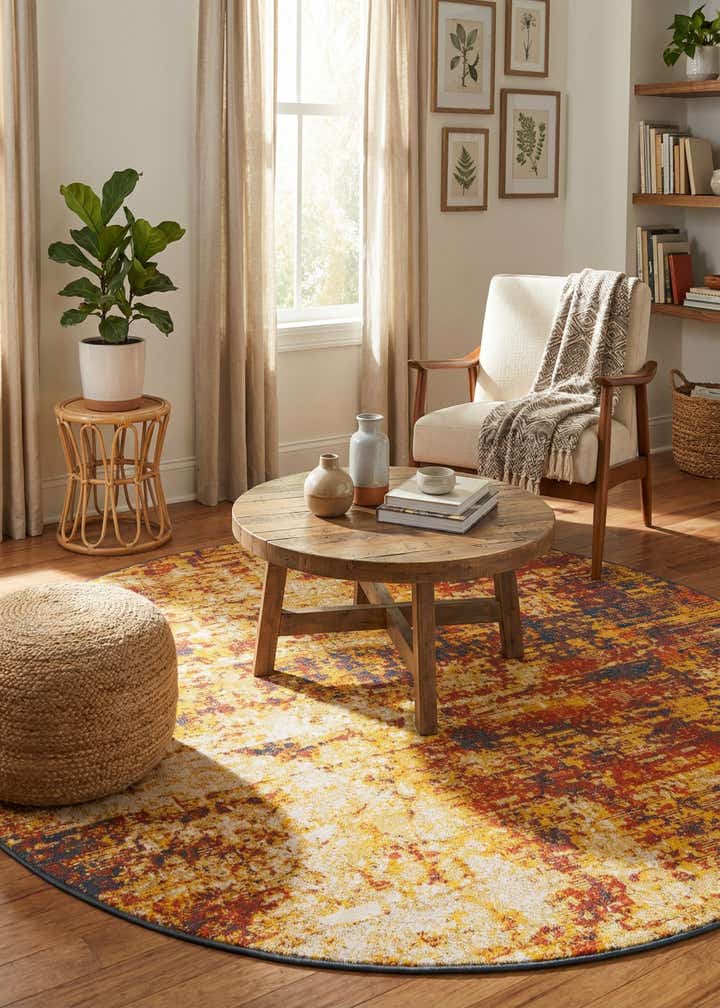 7' x 7' Easy-Clean Coastal Indoor / Outdoor Round Rug