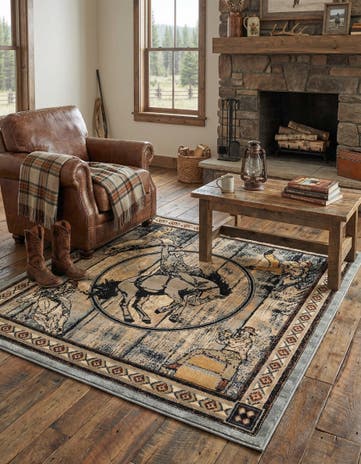 Blue Pioneer Square Rug