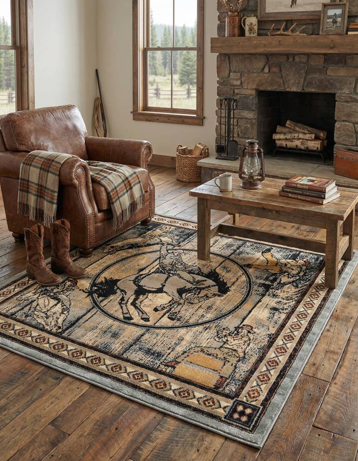 Detail image of  5' 3 x 5' 3 Pioneer Square Rug