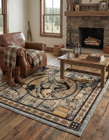 Blue Pioneer Square Rug