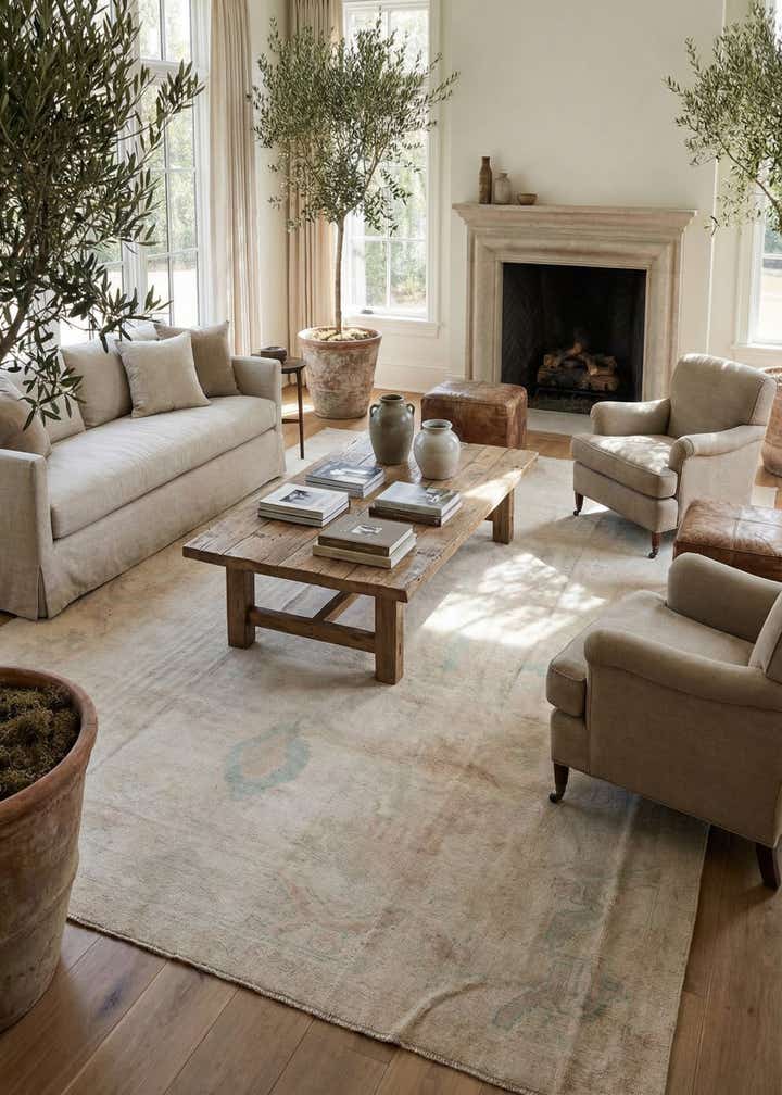 9' 9 x 13' 7 Hand Knotted Oushak Wool Rug