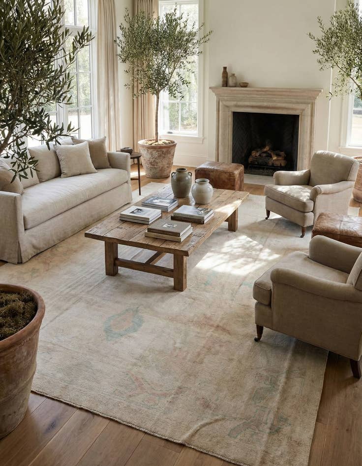 Detail image of  9' 9 x 13' 7  Hand Knotted Oushak Wool Rug