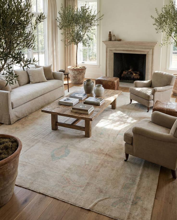 Detail image of 9' 9 x 13' 7 Hand Knotted Oushak Wool Rug