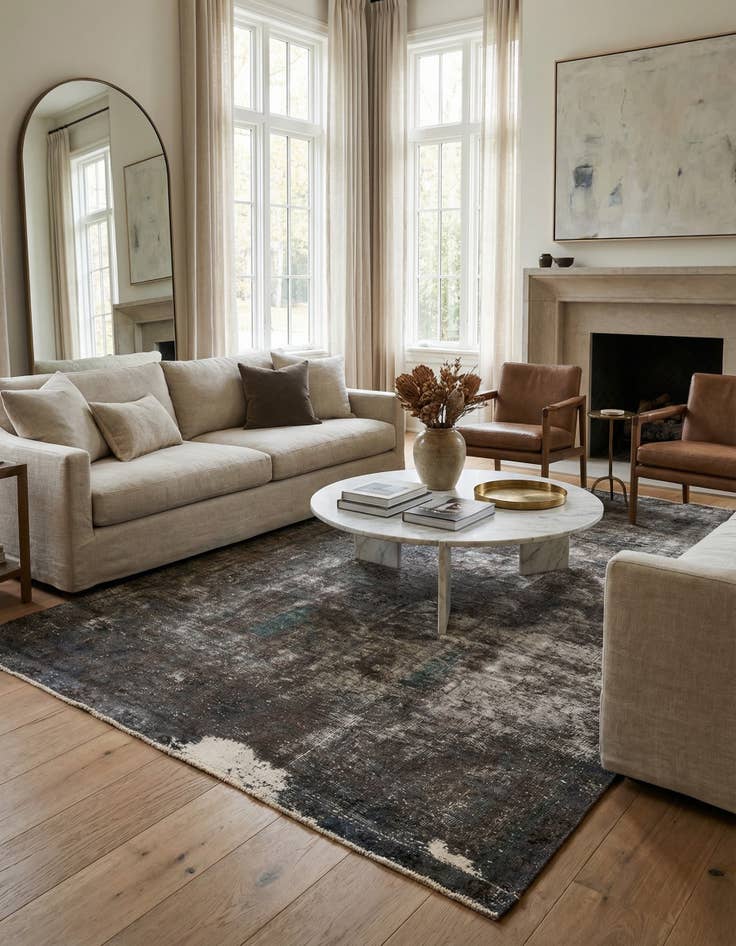 Detail image of 4' 9 x 8' 1 Hand Knotted Ultra Vintage Persian Wool Rug