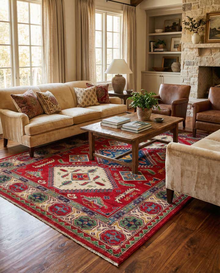 6' 4 x 9' 5 Hand Knotted Kazak Rug