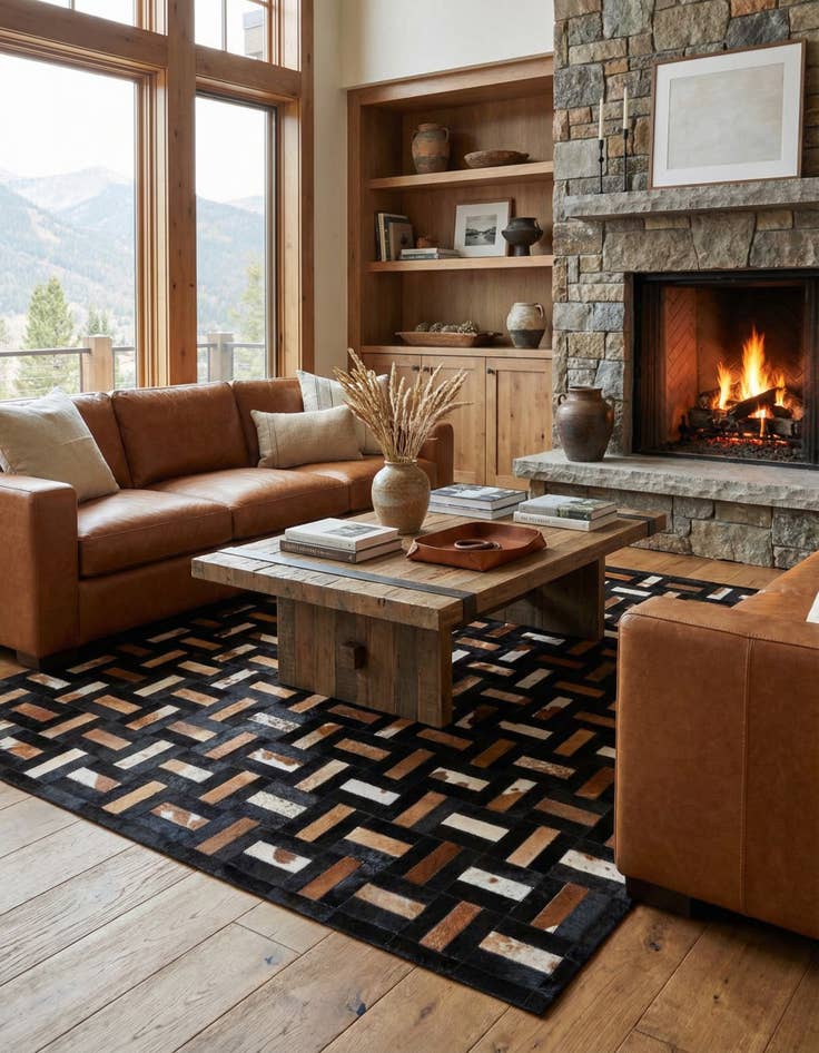 Detail image of  5' 3 x 8' 2 Cowhide - Patchwork Rug