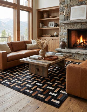 5' 3 x 8' 2 Cowhide - Patchwork Rug