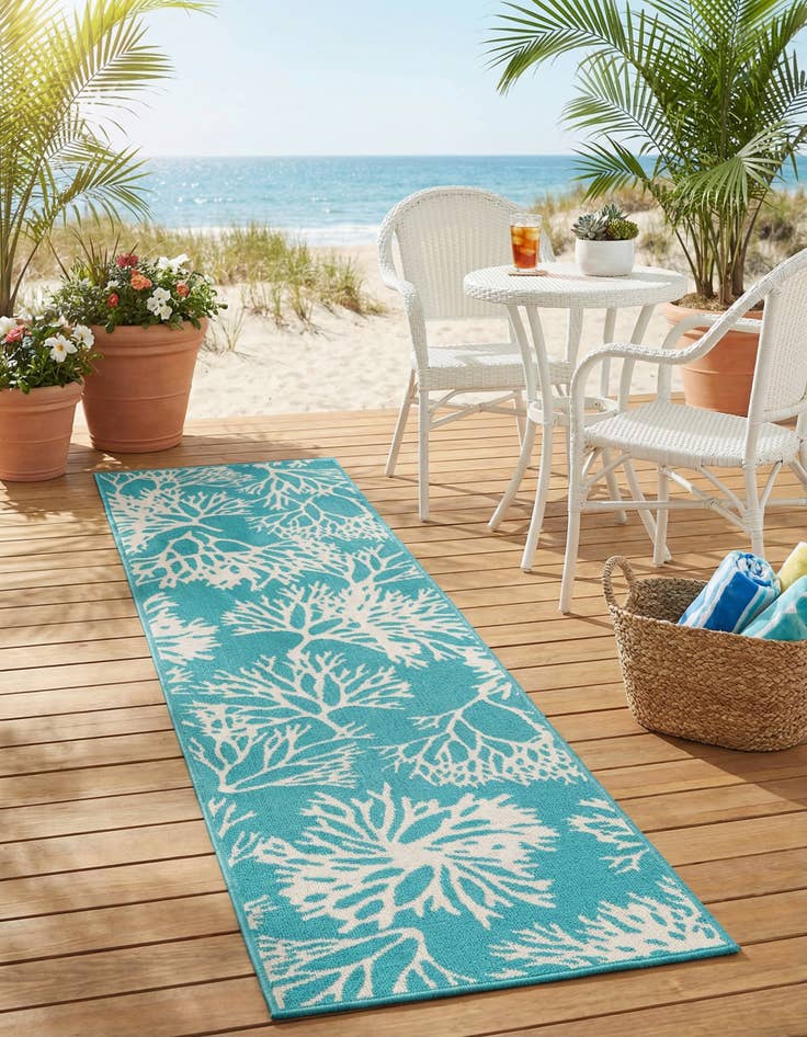 Detail image of 2' x 8'  Washable Coastal Indoor / Outdoor Runner Rug