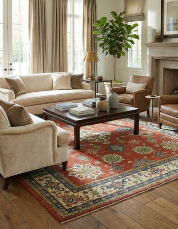 6' 1 x 9' 10 Hand Knotted Kazak Rug