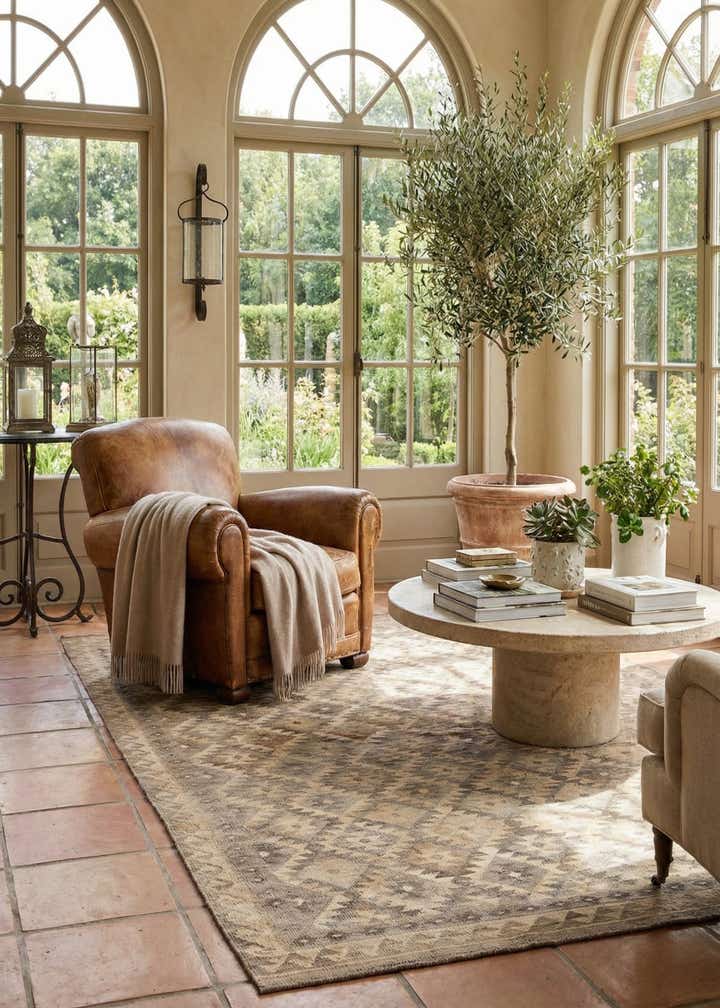 6' 6 x 9' 9 Hand Woven Kilim Maymana Wool Rug