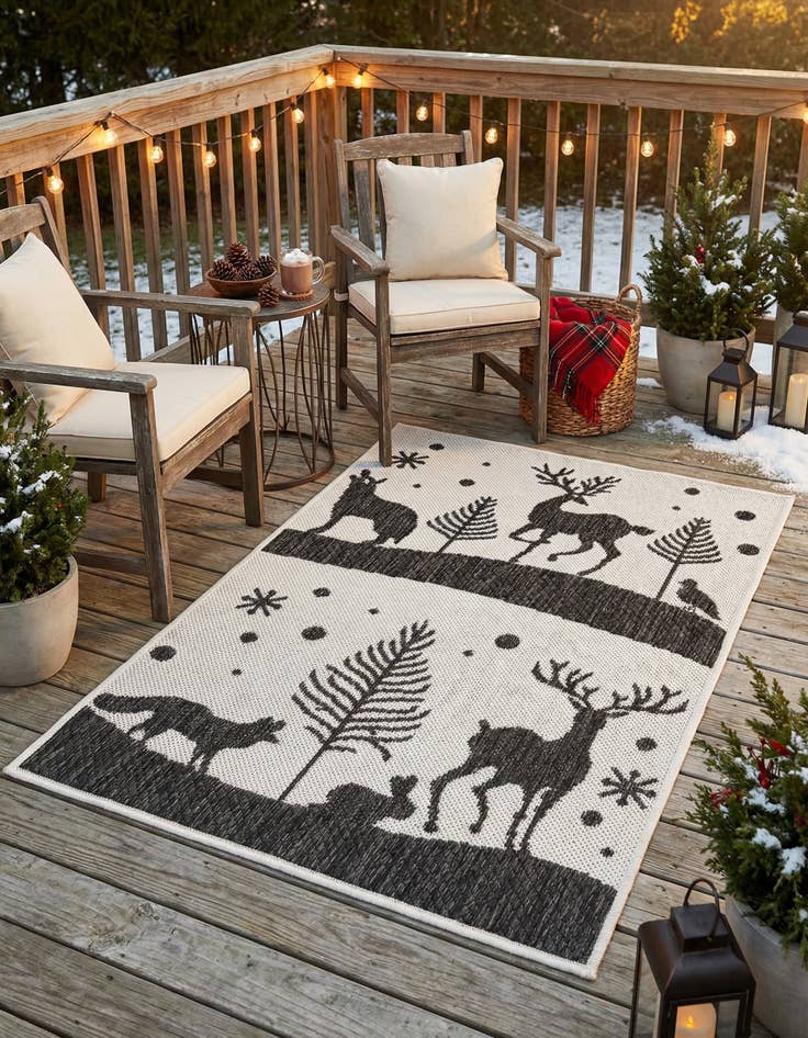 Detail image of 2' x 3'  Washable Holiday Indoor / Outdoor Rug
