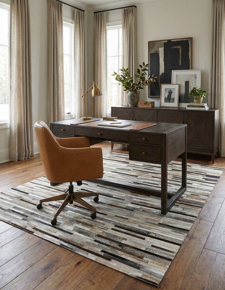 Detail image of 5' 1 x 7' 11 Cowhide Stocks Rug