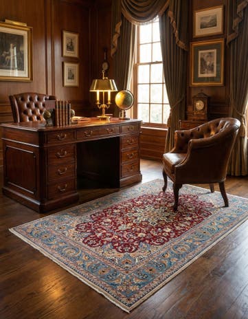 3' 5 x 5' 2 Hand Knotted Isfahan Persian Rug