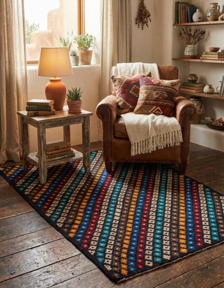 Detail image of  4' x 6'  Hand Knotted Balouch Wool Rug