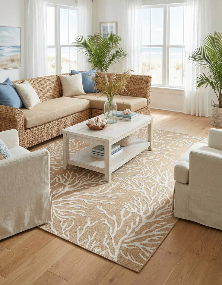 Detail image of  9' x 12'  Washable Coastal Indoor / Outdoor Rug
