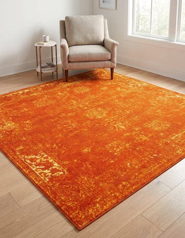 Orange Monte Carlo Square Rug