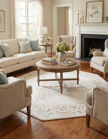 Snow White Hermitage Octagon Rug