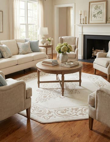 Snow White Hermitage Octagon Rug
