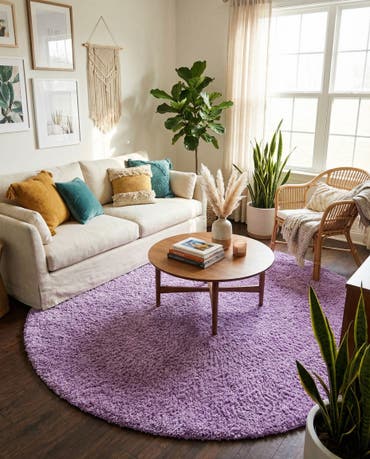  7' 10 x 7' 10 Solid Shag Round Rug