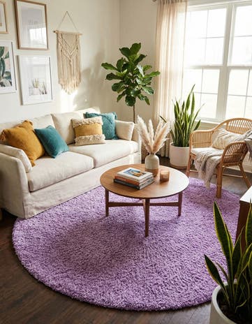 7' 10 x 7' 10 Solid Shag Round Rug
