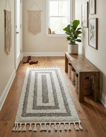 Gray Boho Runner Rug