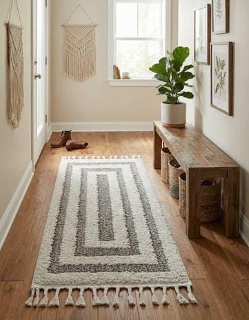 Gray Boho Runner Rug