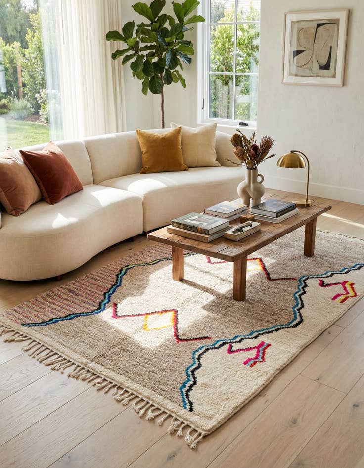 Detail image of 5' 7 x 8' 5  Hand Knotted Moroccan Wool Rug