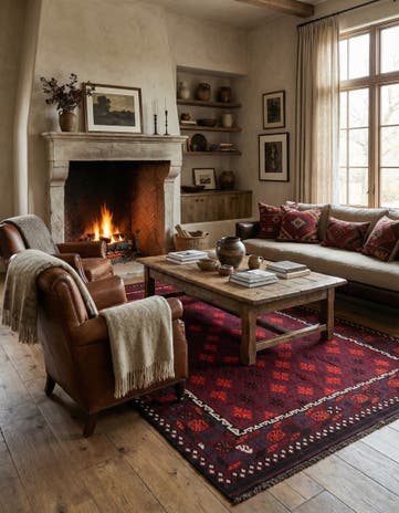7' 4 x 9' 9 Hand Woven Kilim Afghan Wool Rug