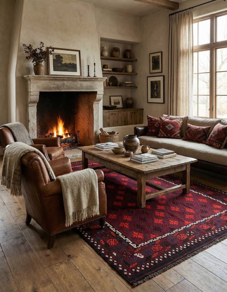 Detail image of 7' 4 x 9' 9  Hand Woven Kilim Afghan Wool Rug