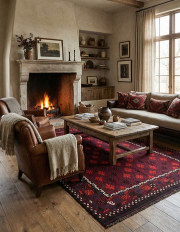 7' 4 x 9' 9 Hand Woven Kilim Afghan Wool Rug