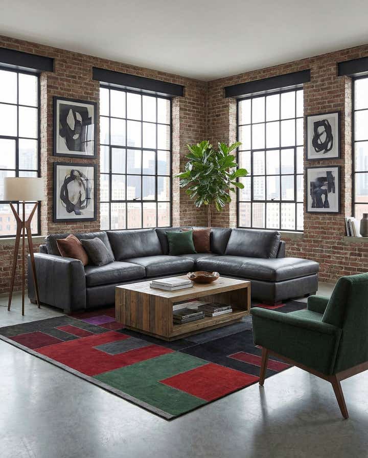 7' 3 x 10' Hand Woven Patchwork Wool Rug