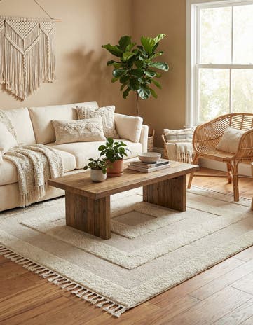 Ivory Boho Square Rug