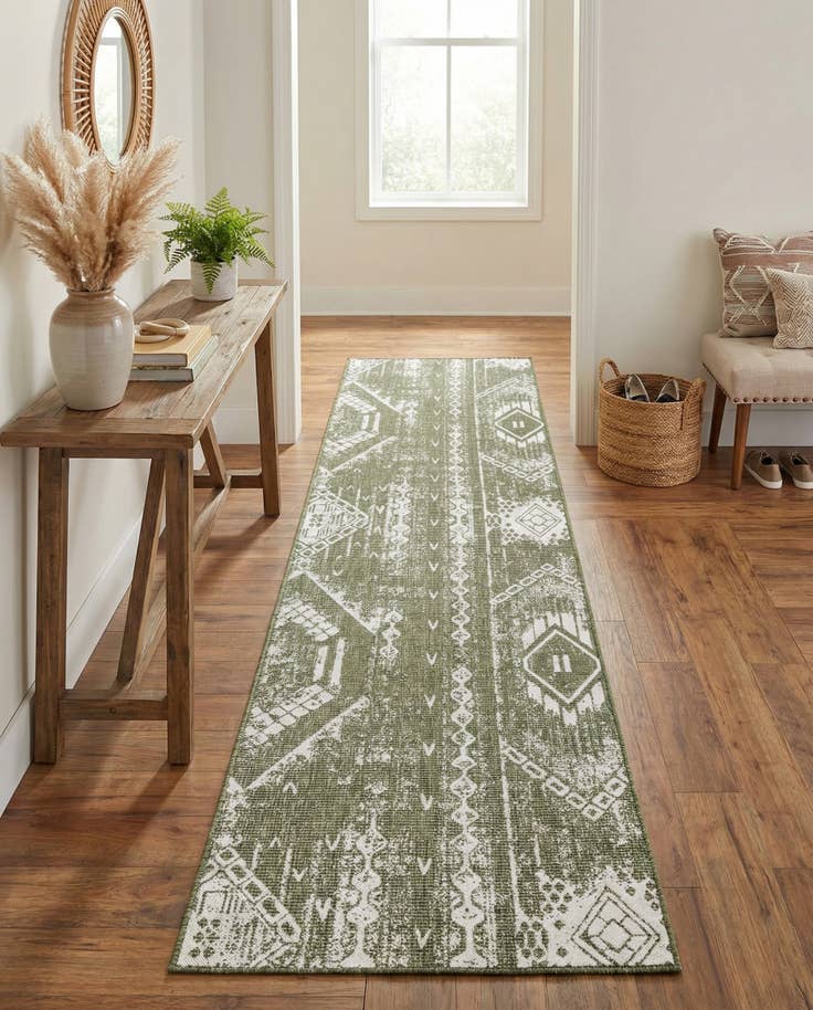 Detail image of 3' 3 x 14' Easy-Clean Bohemian Indoor / Outdoor Runner Rug