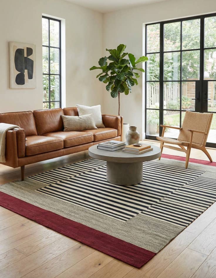 Detail image of 4' 2 x 5' 10  Hand Woven Kilim Modern Wool Rug