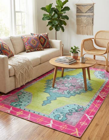 Green Washable Timeless Rug