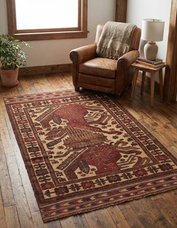3' 9 x 6' 3 Hand Knotted Sumak Wool Rug