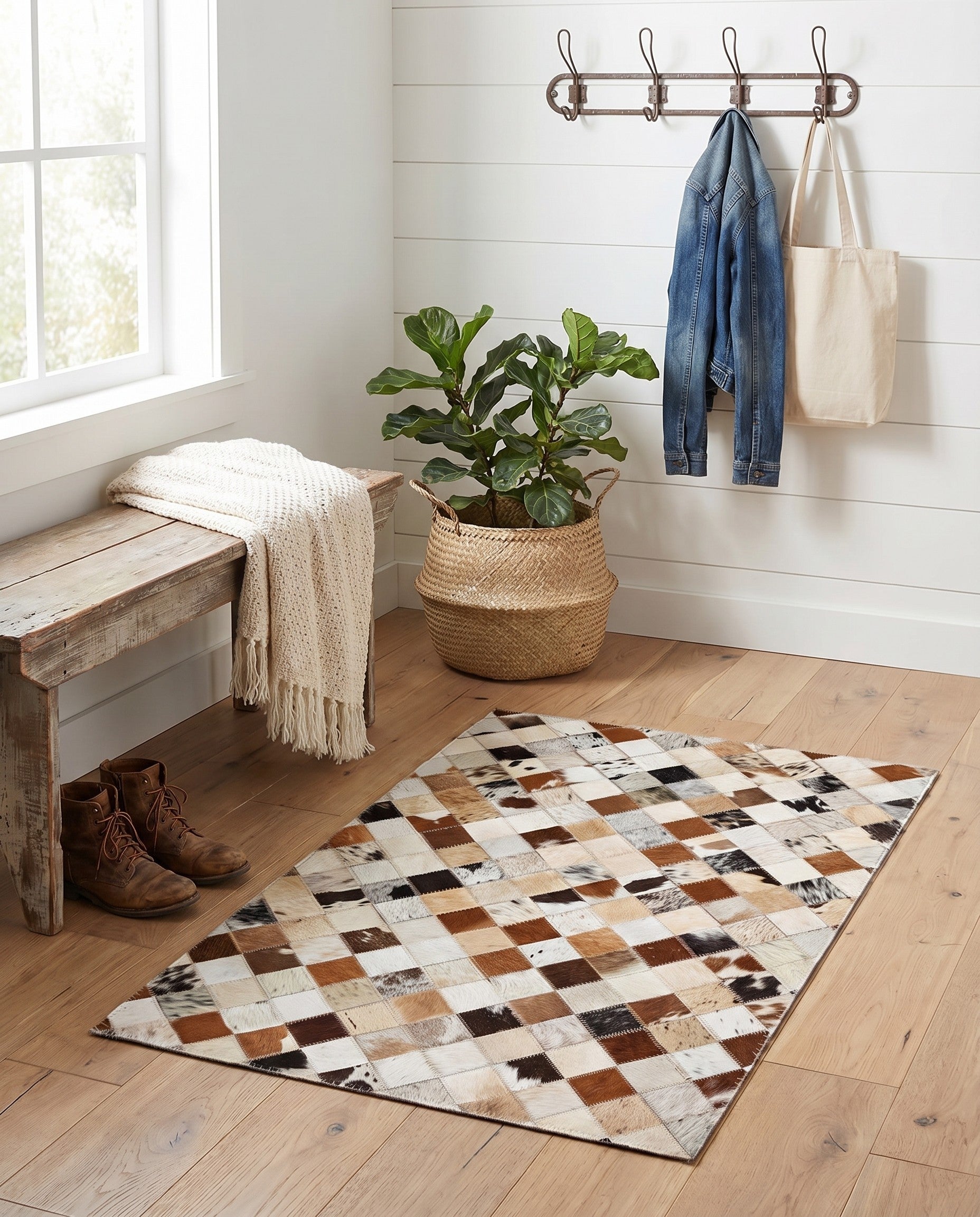 2' x 3' Cowhide Leather Rug