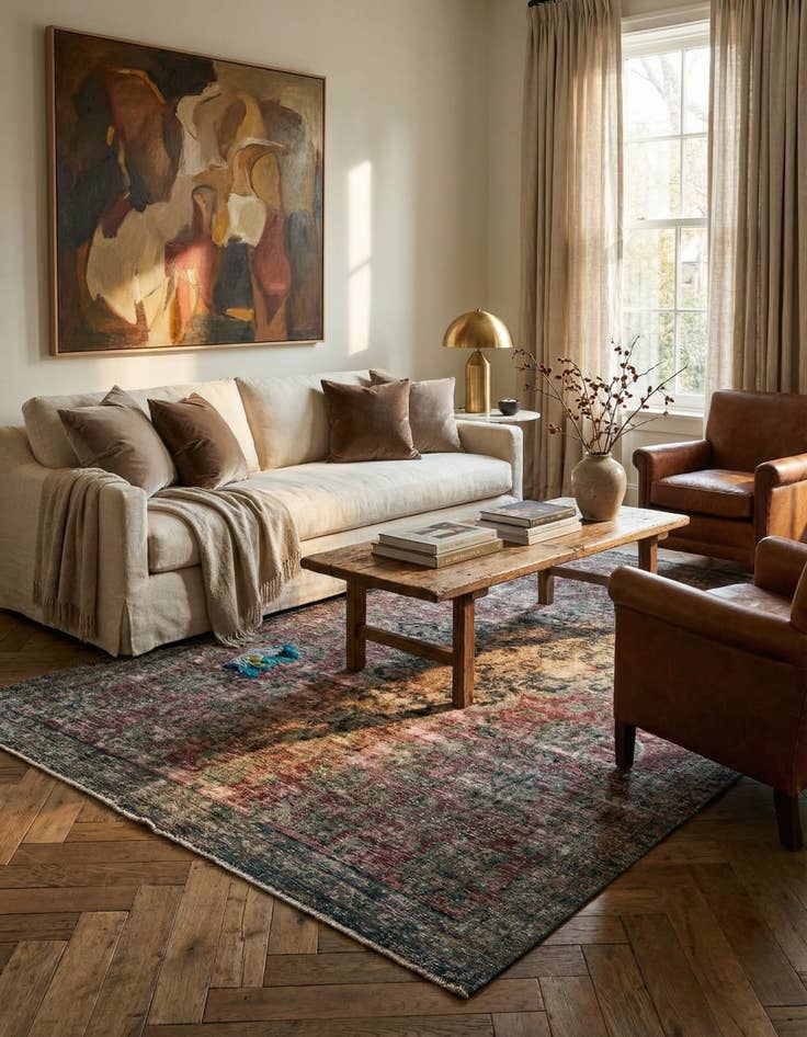 Detail image of 6' 4 x 9' 10  Hand Knotted Ultra Vintage Persian Wool Rug