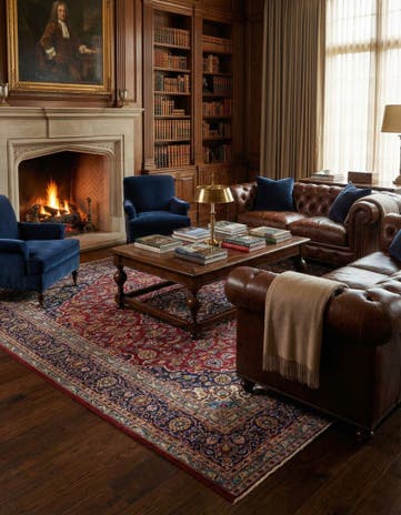 9' 7 x 12' 10 Hand Knotted Kashan Persian Wool Rug