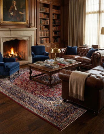 9' 7 x 12' 10 Hand Knotted Kashan Persian Wool Rug