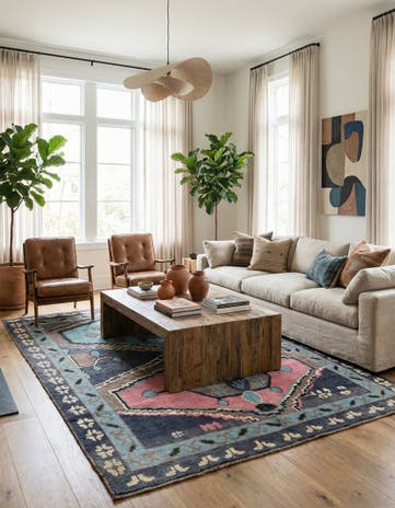 8' x 10' 3 Hand Knotted Moroccan Wool Rug