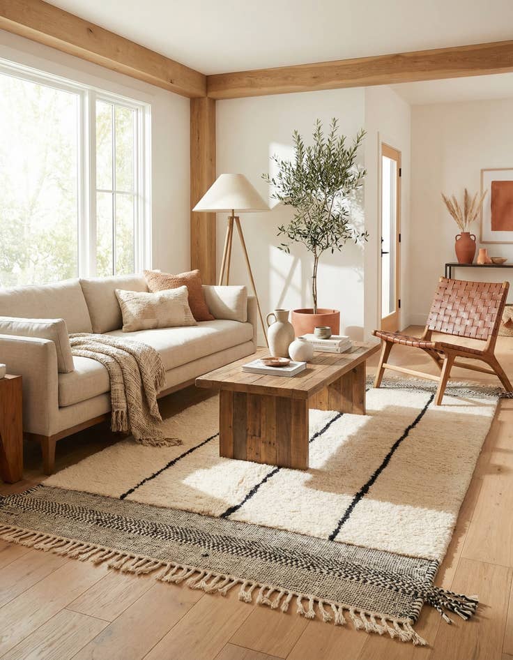 Detail image of 5' 4 x 8' 9  Hand Knotted Moroccan Wool Rug