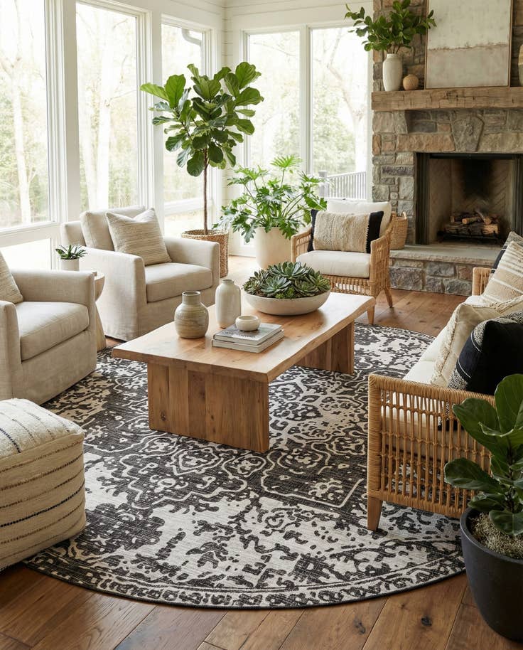 Detail image of 13' x 13' Easy-Clean Jill Zarin Dubai Indoor / Outdoor Round Rug
